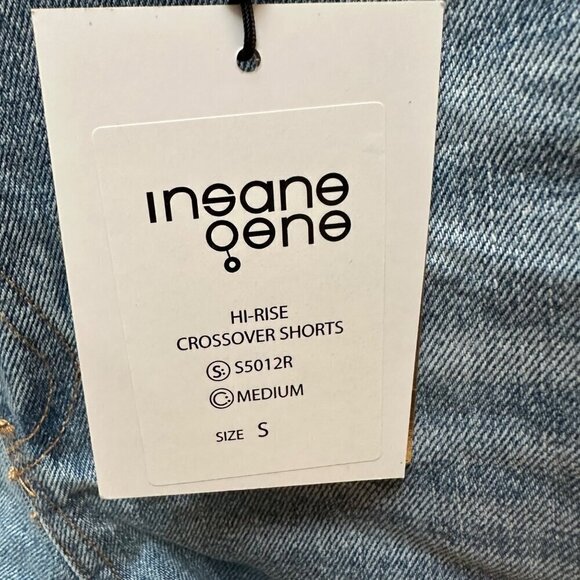 NWT Insane Gene High Rise Crossover Distressed Denim Shorts Cutoff Size Small - Picture 6 of 8